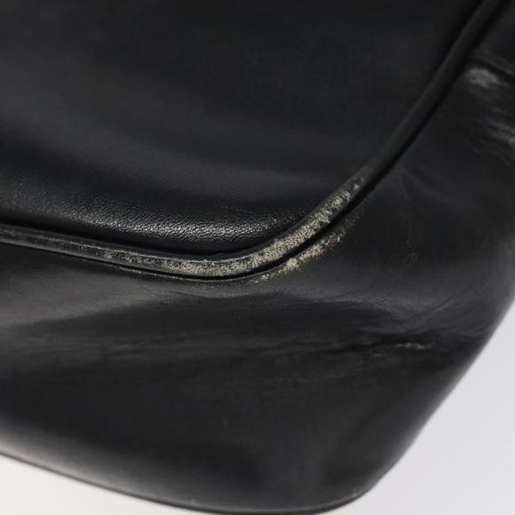CELINE Clutch Bag Leather Black Auth nb304